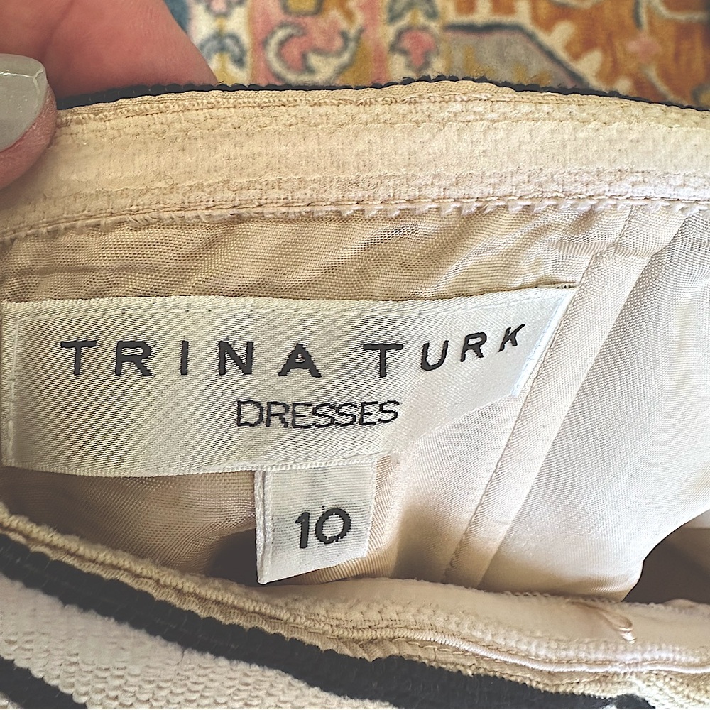Strapless Trina Turk dress. Sturdy material, will not blow away in the wind